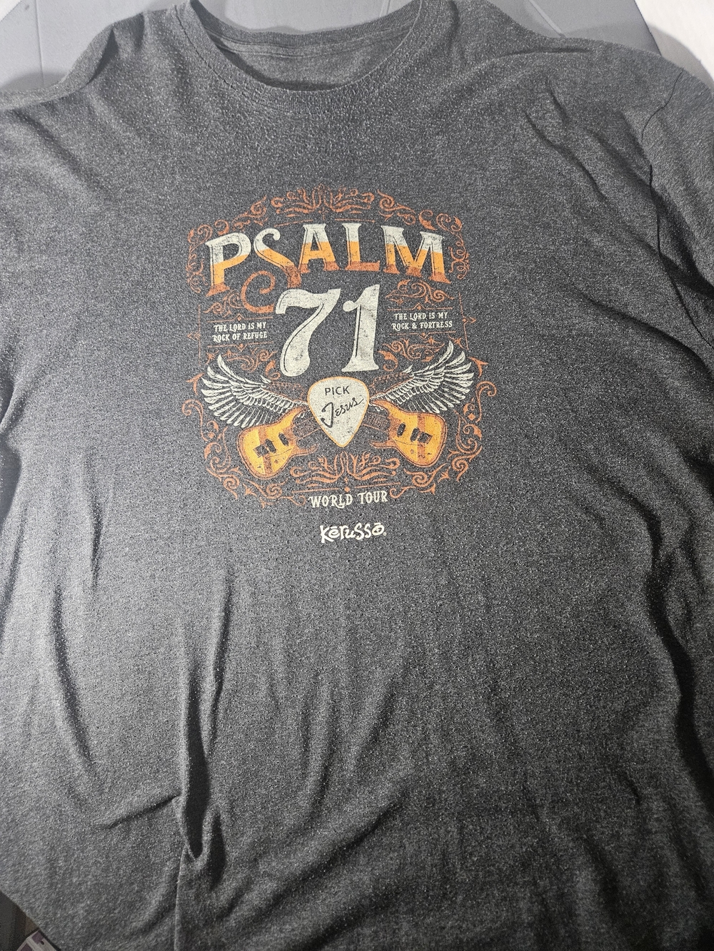 Russ Black Psalm 71 Graphic Tee with Orange and Cream Accents